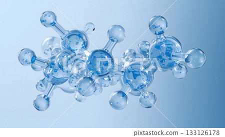 藍色分子結構的立體圖像 | 醫藥和化妝品成分技術概念 133126178