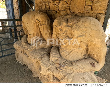 Heritage Twin devotional sculptures in Gandhara ruins Taxila Pakistan Heritage Twin devotional sculptures in Gandhara ruins Taxila Pakistan 133126253