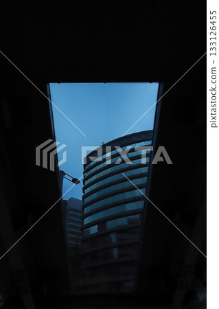 Buildings seen from the skylight of the Skywalk 133126455