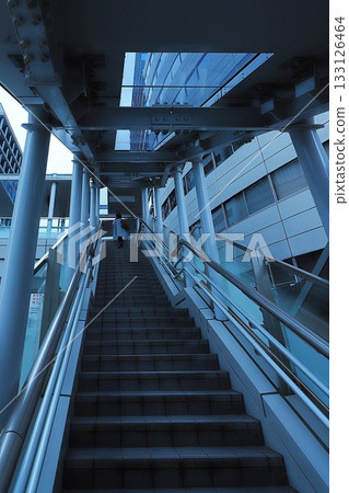 Stairs leading up to the station's skywalk 133126464