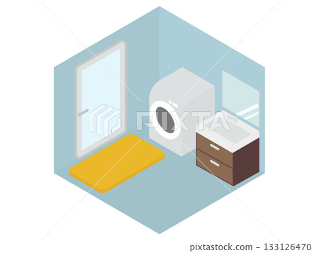 Isometric illustration of a home dressing room and bathroom 133126470