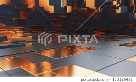 Modern 3D illustration combining themes of artificial intelligence, fintech 133126481