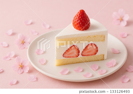 櫻花和草莓蛋糕 133126493
