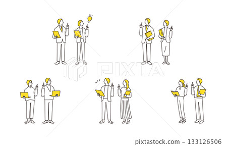 A set of business people from various departments holding PCs and document files 133126506