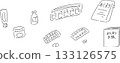 Illustrations of various medicines (line only) 133126575