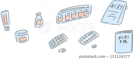Illustrations of various medicines (color) Illustrations of various medicines (color) 133126577