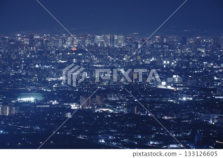 Osaka city night view from Mount Ikoma 133126605