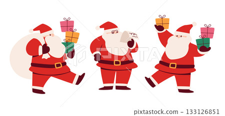 Santa Claus preparing presents Christmas event Santa Claus preparing presents Christmas event 133126851