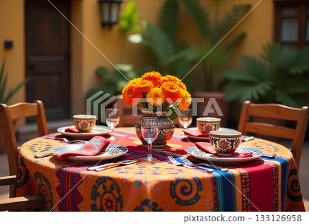 table set for wedding or another catered event 133126958