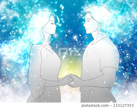 Illustrations of spiritual twin rays and couples 133127353
