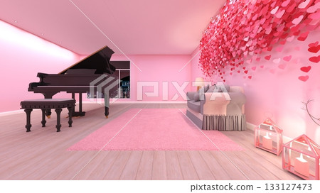 Living room with grand piano Living room with grand piano 133127473