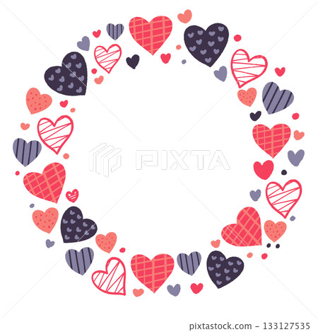 可愛的圓形心形邊框 133127535