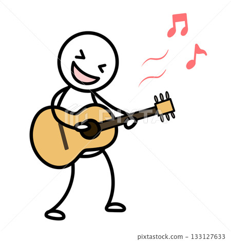 A person playing an acoustic guitar with great enthusiasm A person playing an acoustic guitar with great enthusiasm 133127633