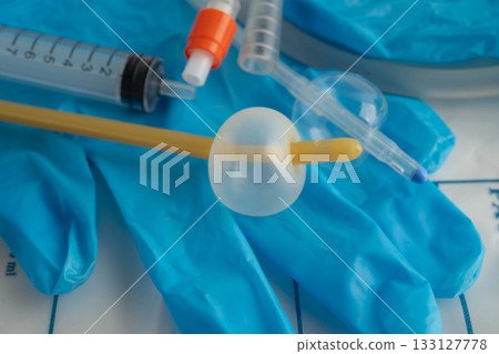 Foley catheter and urine drainage bag collect urine for disability or patient in hospital. 133127778