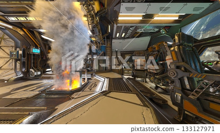 Scenery inside the spacecraft 133127971