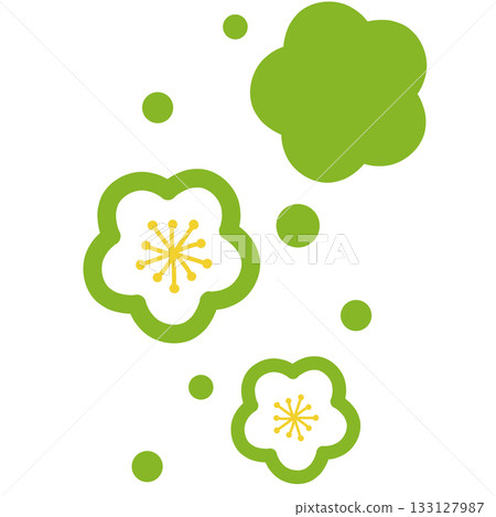 一幅簡單的黃綠色花朵插圖 133127987