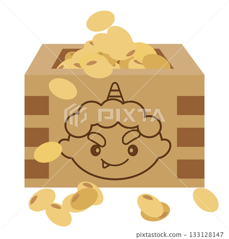 Illustration of a Setsubun box with a demon character branded on it Illustration of a Setsubun box with a demon character branded on it 133128147