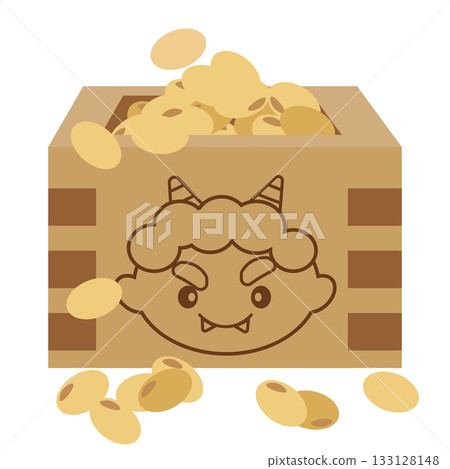 一個節分盒的插圖，上面印有惡魔圖案。 133128148