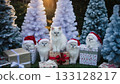 Christmas present and white kitten 133128217