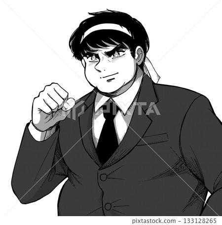 目標是減肥！一幅生動的插圖，描繪了一位上班族決定節食的情景。 133128265