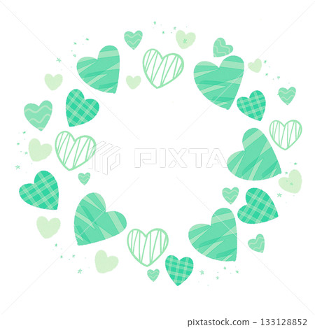 Cute round frame of green hearts Cute round frame of green hearts 133128852