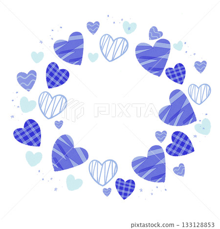 可愛的藍色愛心圓形邊框 可愛的藍色愛心圓形邊框 133128853