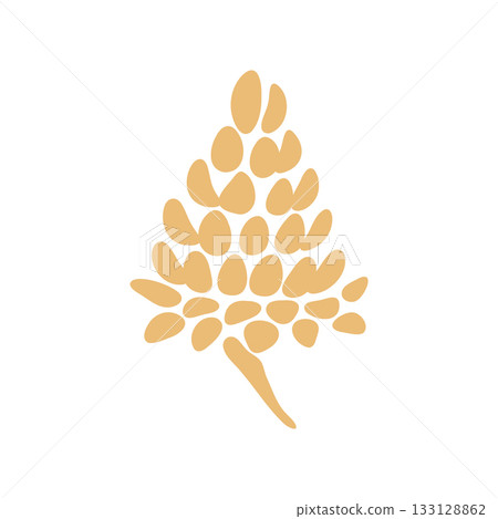 Abstract pine cone vector illustration. Stylized golden cedar cone silhouette isolated on white background. Minimal forest decoration for Christmas, autumn nature-themed designs and eco packaging 133128862