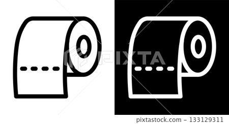 Toilet paper roll icon in simple outline and filled styles. Vector illustration showing hygiene 133129311