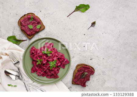 Recipe testing beetroot plates Recipe testing beetroot plates 133129388