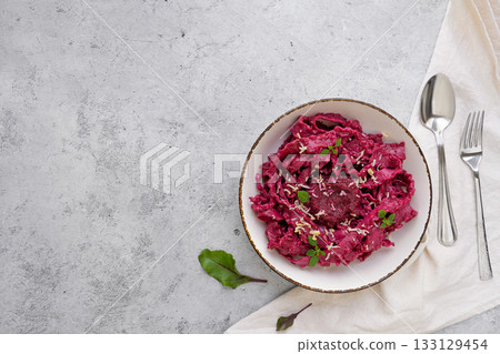 Overhead view of healthy beetroot meal Overhead view of healthy beetroot meal 133129454