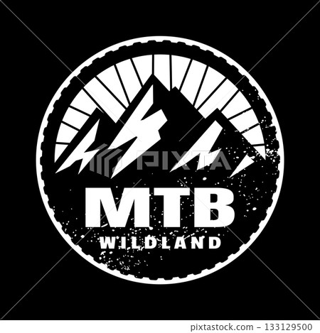 MTB. Mountain bike logo, emblem on dark background. 133129500