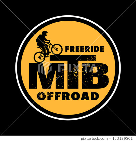MTB. Mountain bike logo, emblem on dark background. 133129501