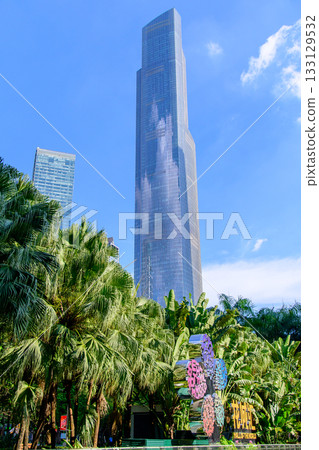 這是中國一座主要城市－廣州的美麗城市景觀。 133129532