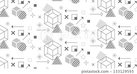 Abstract background of geometric shapes. Squares and lines. Technological art. Vector illustration . 133129593