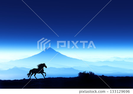 Dawn and horse silhouette, Year of the Horse image 133129696