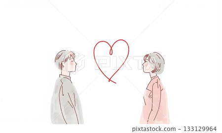 一對情侶互相凝視的插圖 133129964