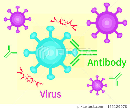 中和病毒的抗體插圖（英文背景） 133129978