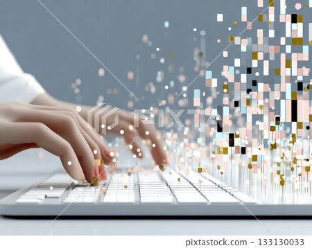 美優系列：特寫鏡頭，展現一位女性在鍵盤上打字的雙手 133130033