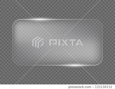 Liquid glass vector frame in glassmorphism style. Rectangular glass vector illustration on isolated background. Transparent mirror frame sign business concept. 133130152