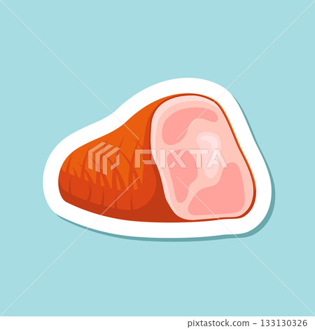Raw meat sticker icon in flat style. Lamb or beef vector illustration on isolated background. Fried protein meal sign business concept. 133130326