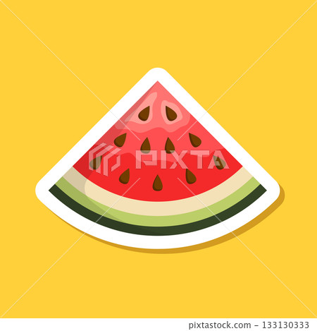 Watermelon sticker icon in flat style. Fresh sweet and healthy fruit vector illustration on isolated background. Summer food sign business concept. Watermelon sticker icon in flat style. Fresh sweet and healthy fruit vector illustration on isolated background. Summer food sign business concept. 133130333