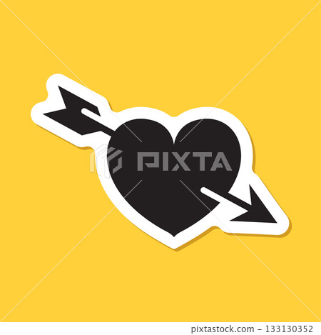 Heart with arrow sticker icon in flat style. Valentines day vector illustration on isolated background. Amour sign business concept. Heart with arrow sticker icon in flat style. Valentines day vector illustration on isolated background. Amour sign business concept. 133130352