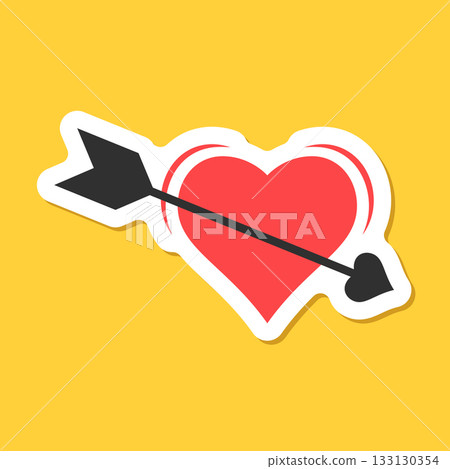 Heart with arrow sticker icon in flat style. Valentines day vector illustration on isolated background. Amour sign business concept. Heart with arrow sticker icon in flat style. Valentines day vector illustration on isolated background. Amour sign business concept. 133130354