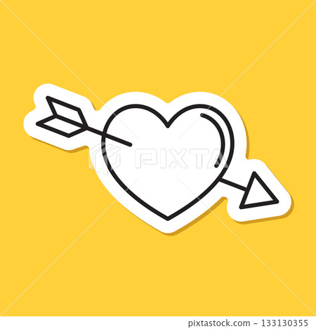 Heart with arrow sticker icon in flat style. Valentines day vector illustration on isolated background. Amour sign business concept. Heart with arrow sticker icon in flat style. Valentines day vector illustration on isolated background. Amour sign business concept. 133130355