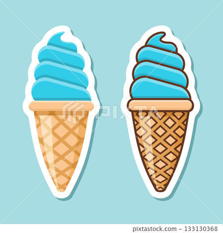Ice cream sticker icon in flat style. Tasty dessert vector illustration on isolated background. Sweet eating sign business concept. Ice cream sticker icon in flat style. Tasty dessert vector illustration on isolated background. Sweet eating sign business concept. 133130368