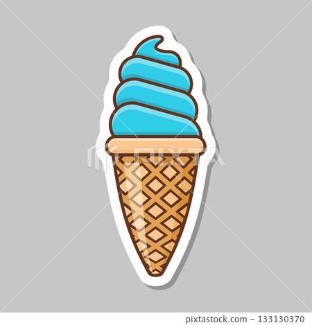 Ice cream sticker icon in flat style. Tasty dessert vector illustration on isolated background. Sweet eating sign business concept. Ice cream sticker icon in flat style. Tasty dessert vector illustration on isolated background. Sweet eating sign business concept. 133130370
