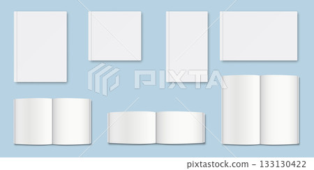 Realistic 3d textbook mockup icon set collection in flat style. Paper notebook vector illustration on isolated background. Booklet sign business concept. 133130422