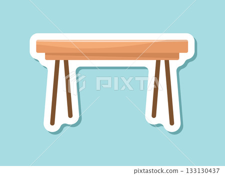 Table furniture sticker icon in flat style. Wooden table vector illustration on isolated background. Dinner desk sign business concept. Table furniture sticker icon in flat style. Wooden table vector illustration on isolated background. Dinner desk sign business concept. 133130437