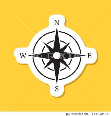 Compass sticker icon in flat style. Navigation equipment vector illustration on isolated background. Geographical position sign business concept. Compass sticker icon in flat style. Navigation equipment vector illustration on isolated background. Geographical position sign business concept. 133130584