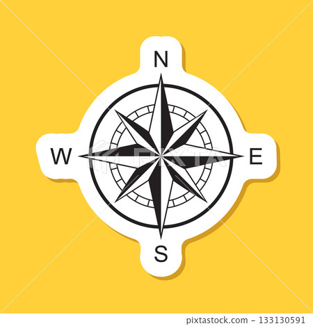 Compass sticker icon in flat style. Navigation equipment vector illustration on isolated background. Geographical position sign business concept. Compass sticker icon in flat style. Navigation equipment vector illustration on isolated background. Geographical position sign business concept. 133130591